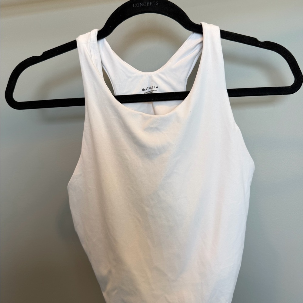 Athleta White High-Neck Racerback Tank